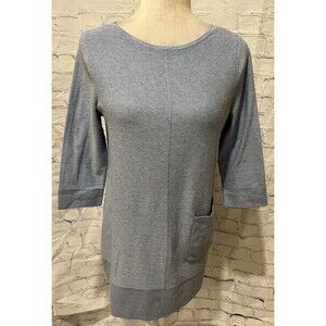 J.Jill Blue 3/4 Sleeve Lightweight Front Pocket Cotton Blend Sweater Top Size XS